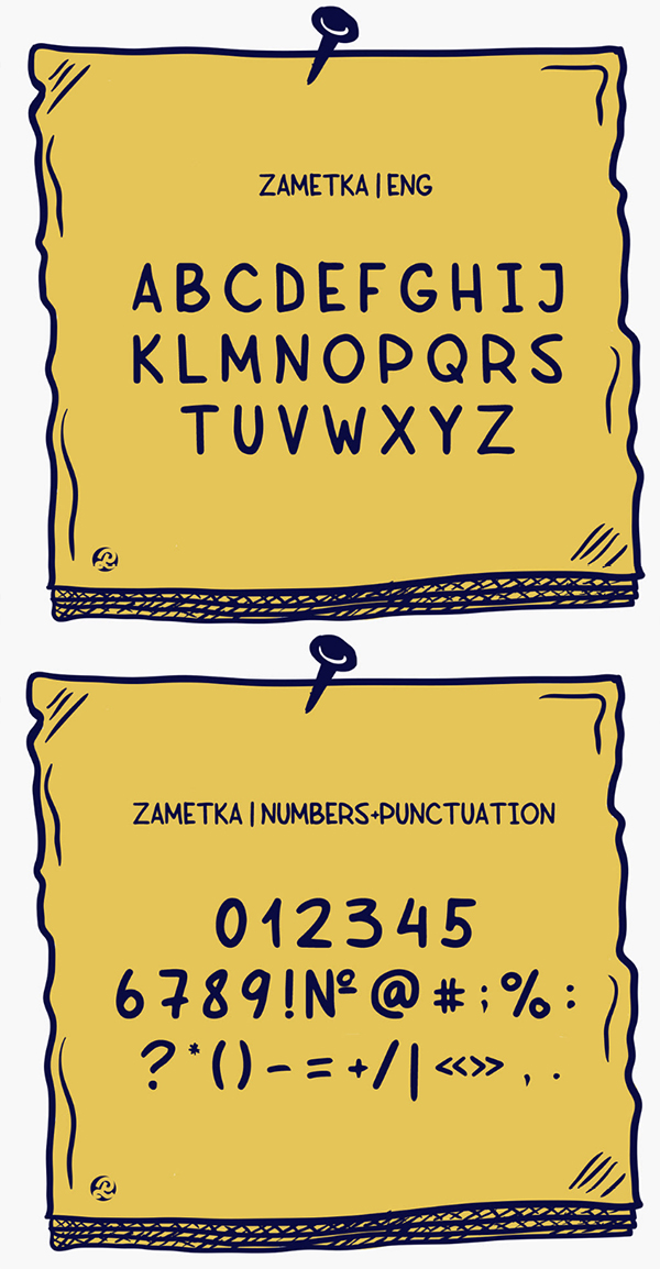 Zametka Font Letters and Numbers