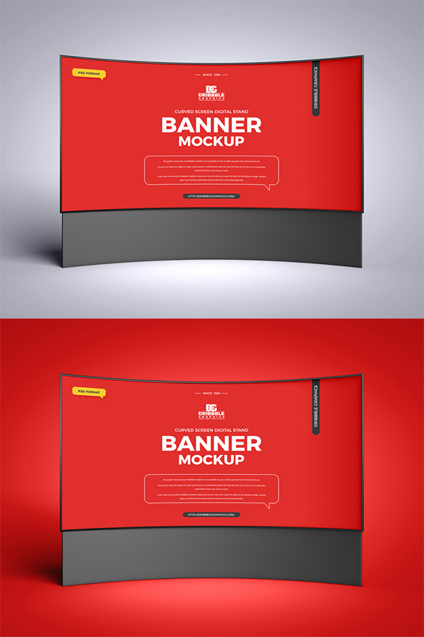 Free Curved Screen Banner Mockup