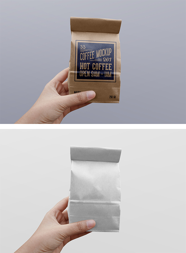 Free Paper Coffee Bag PSD Mockup