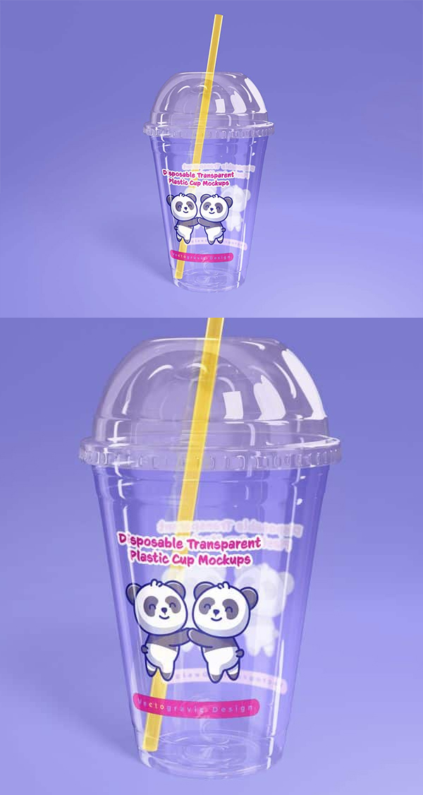 Disposable Transparent Plastic Cup Mockup
