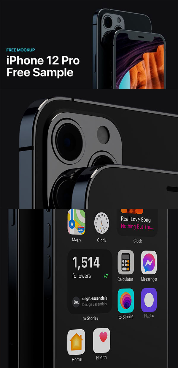 Free iPhone 12 Pro PSD Mockup