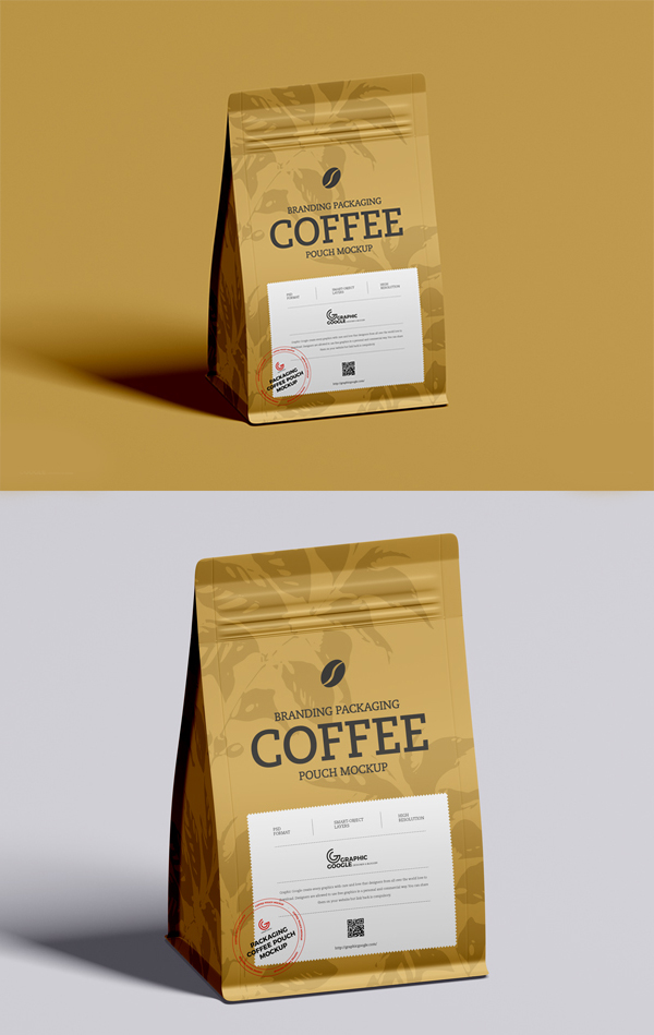 Free Coffee Packaging Pouch Mockup