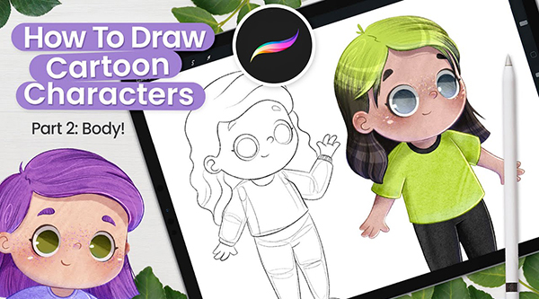 How To Draw Cartoon Faces + Adding Texture To Illustrations in Procreate Tutorial