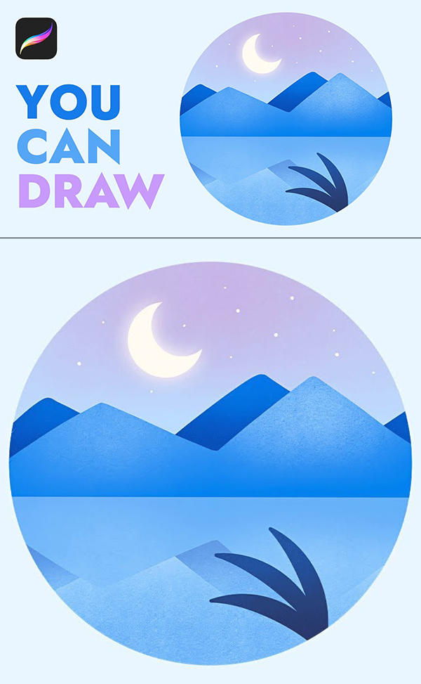 Learn How to Draw Minimal Landscape in Step by Step Procreate Tutorial