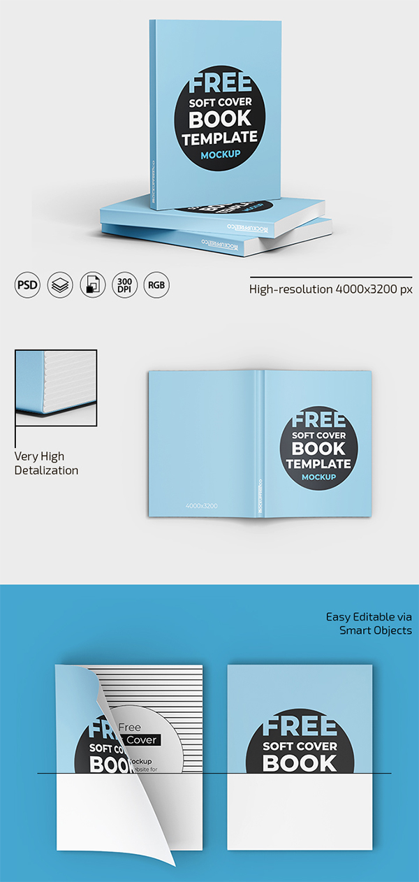 Free Book Soft Cover Mockup