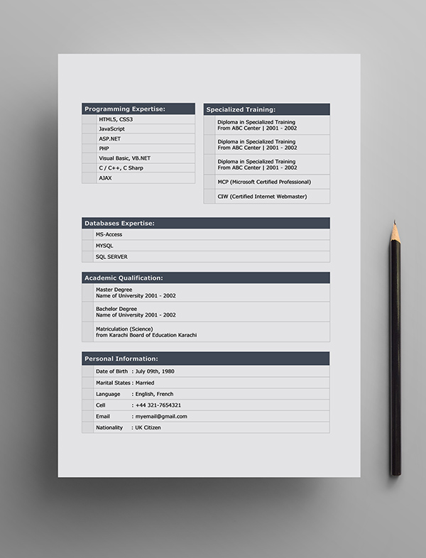 Free MS-Word Resume Template