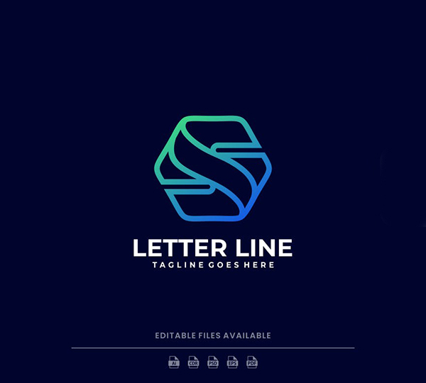 Letter Line Art Gradient Logo