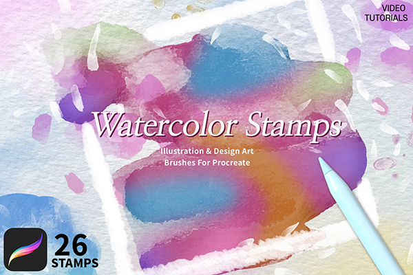 26 Watercolor Stamps For Procreate