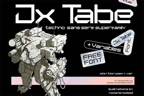 Jx Tabe - Techno Sans Serif  Free Font