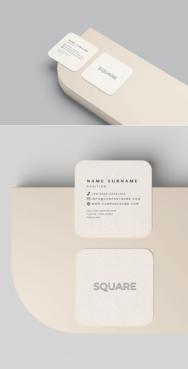 Free Square Business Card Mockups