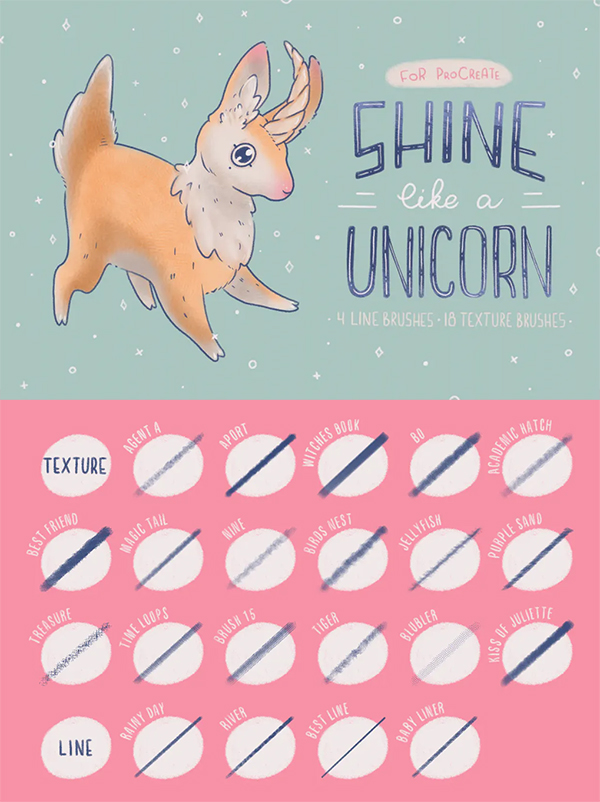 Shine Like a Unicorn Procreate Brushes