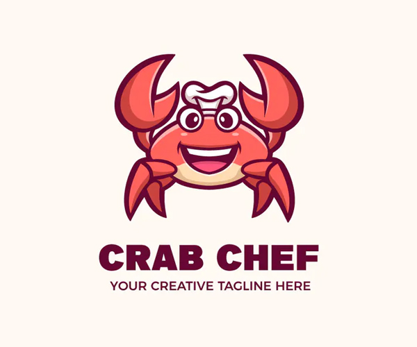 Cute Crab Chef Seafood Logo