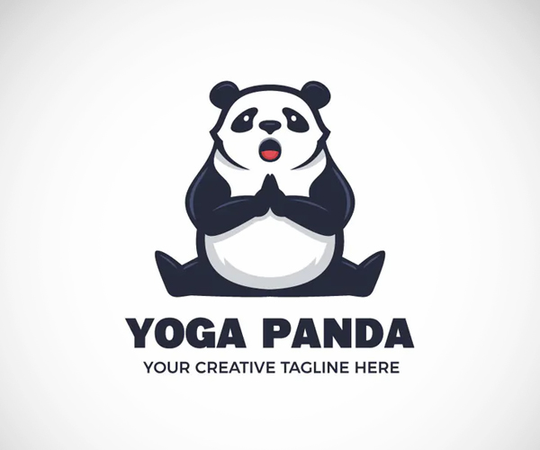 Yoga Sport Panda Logo Template