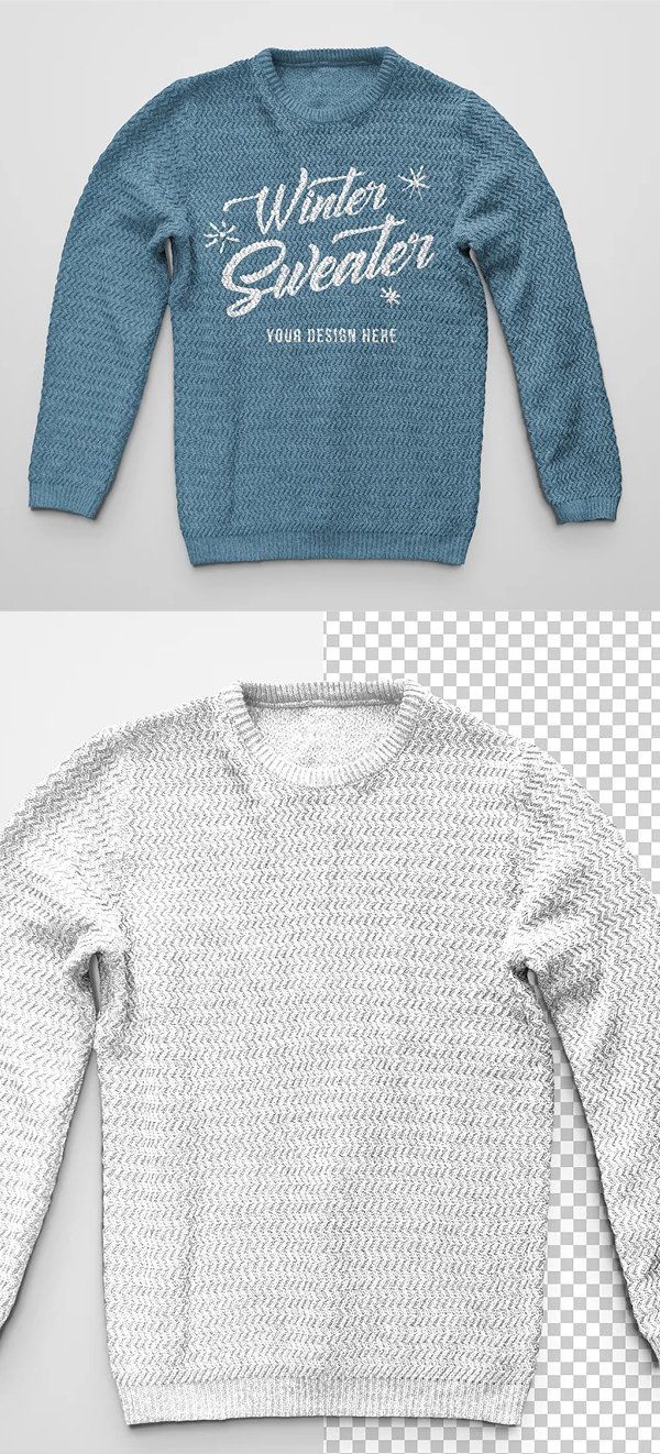 Knitted Winter Sweater Mockup