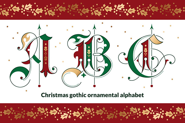 Christmas Gothic Ornamental Alphabet