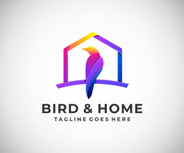 Bird and Home Gradient Logo