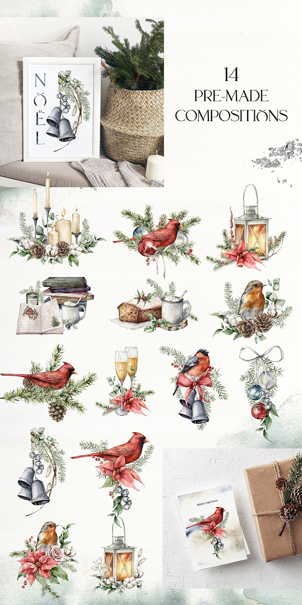 Christmas Spirit Watercolor bundle