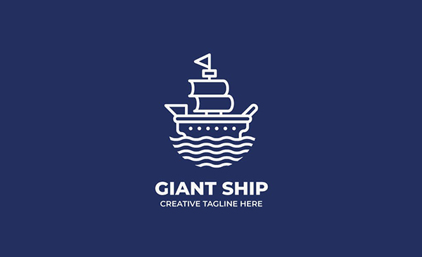 Giant Ship Geometric Monoline Logo