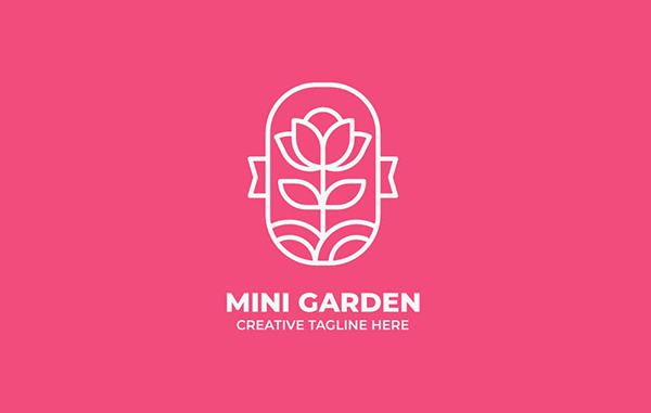 Pink Beauty Flower Garden Logo