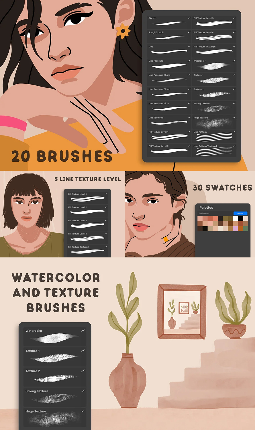 Free Procreate Brush Pack (20 Brushes + 30 Swatches)