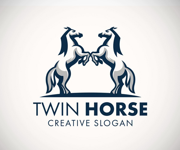 Twin Horse Modern Logo Template