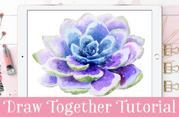 How to Draw a Watercolor Succulent Cactus in Procreate Tutorial