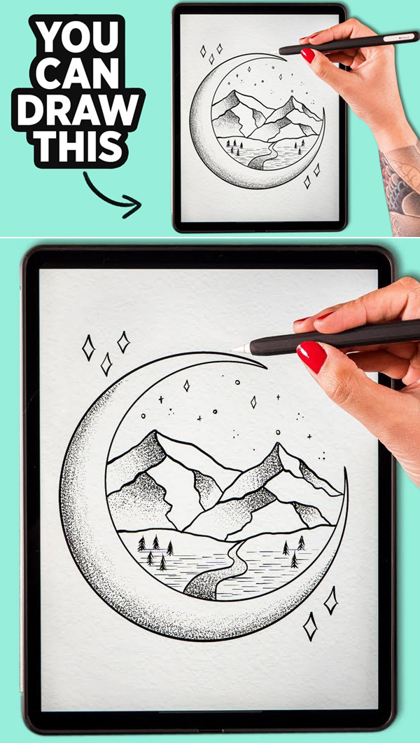 How to Draw Ink Artwork Landscape in Procreate