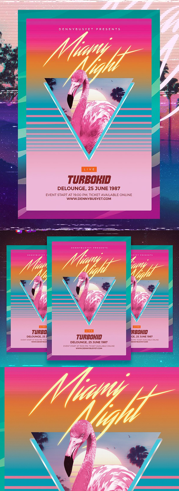 Miami Night 80's Synthwave Flyer