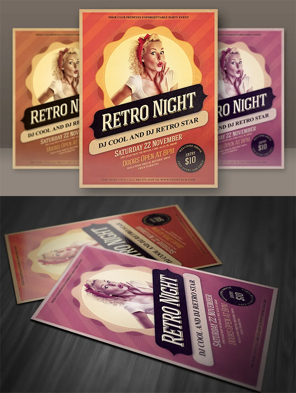 Elegant Retro Night Party Flyer
