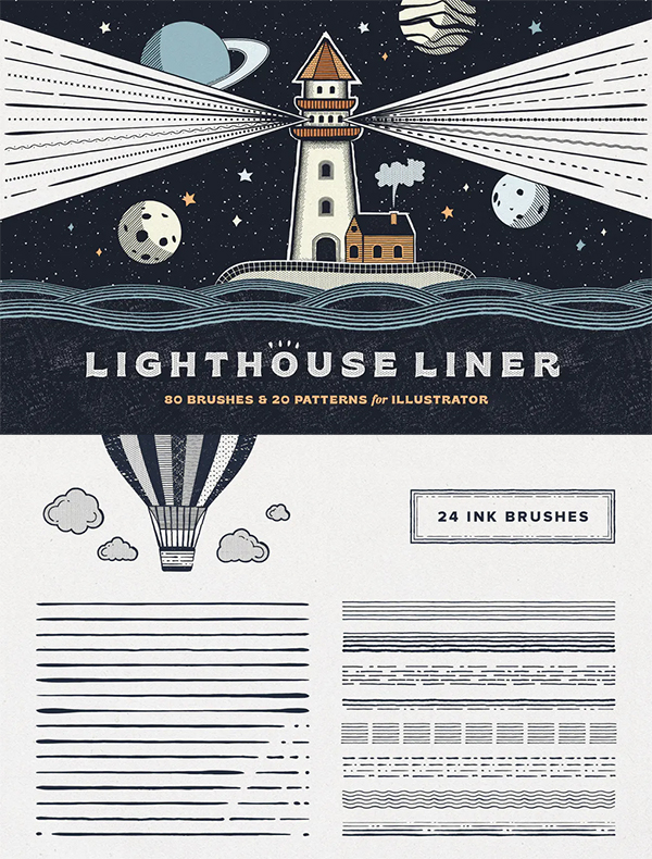 Lighthouse Liner Illustrator Brushes