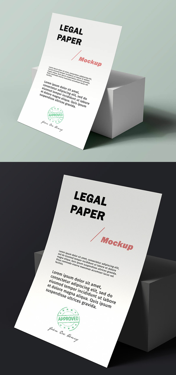 Free Legal Paper PSD Mockup