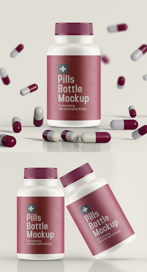 Free Pills Bottle Mockup