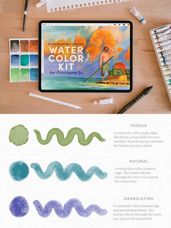 Awesome Watercolor Kit Procreate Brushes