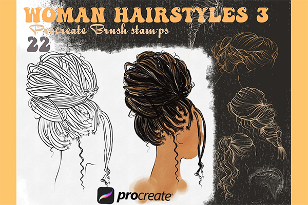 Procreate Woman Haircut Stamp Brush