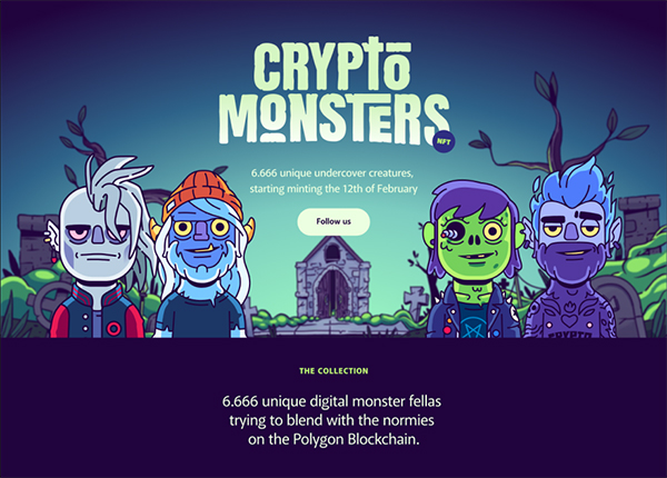 Crypto Monsters NFT Website Design