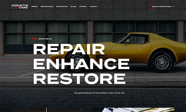 Corvette Care Website Design