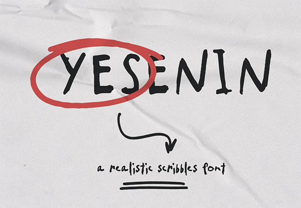 Yesenin Realistic Scribbles Free Font