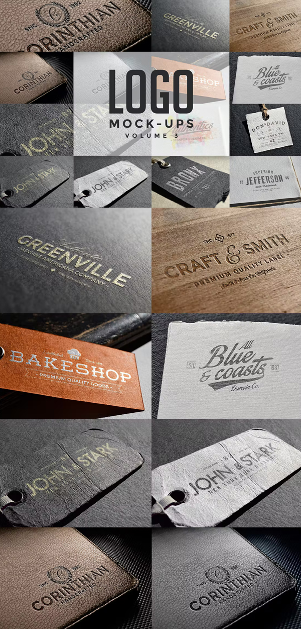 Paper and Leather Logo Mock-ups