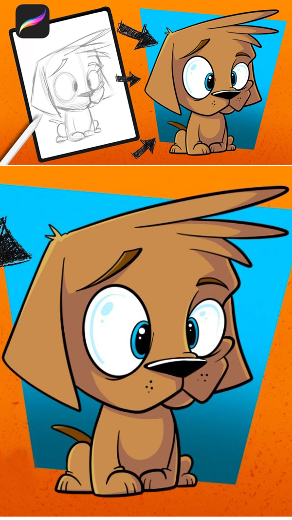 Learn How to Draw a Puppy Procreate Cartoon Tutorial