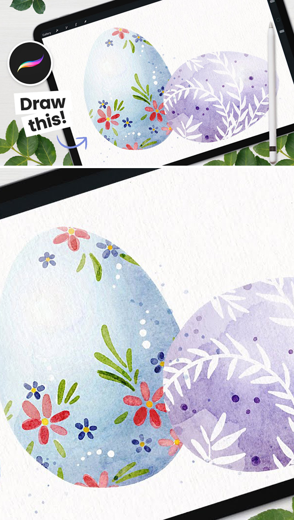 How To Draw Watercolor Easter Egg in Procreate Tutorial
