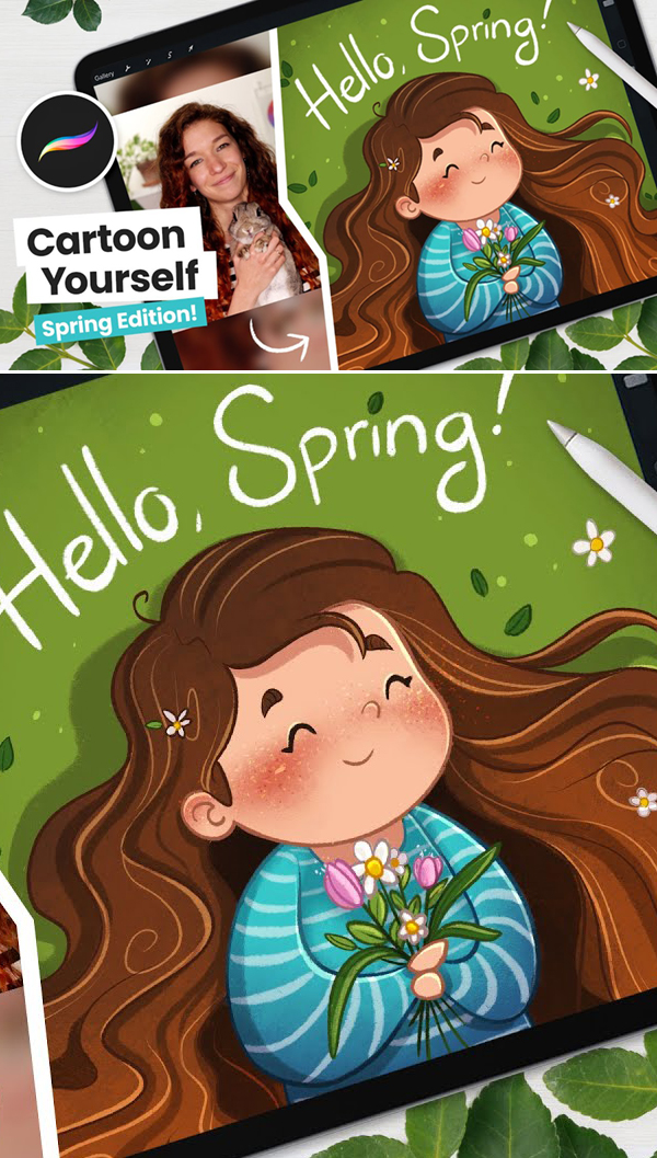 How To Cartoon Yourself, Spring Edition in Procreate Tutorial