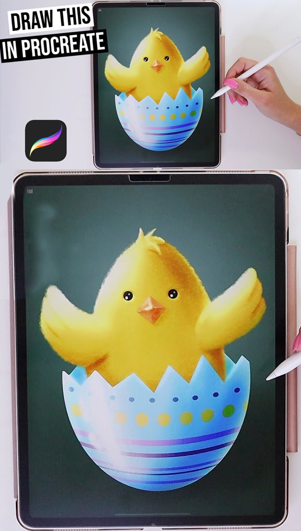 How to Draw Chicken in Easter Egg Procreate Drawing Tutorial