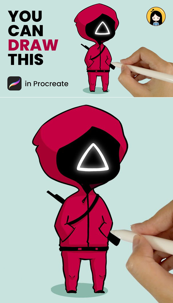 How to Draw Squid Game Character in Procreate Tutorial