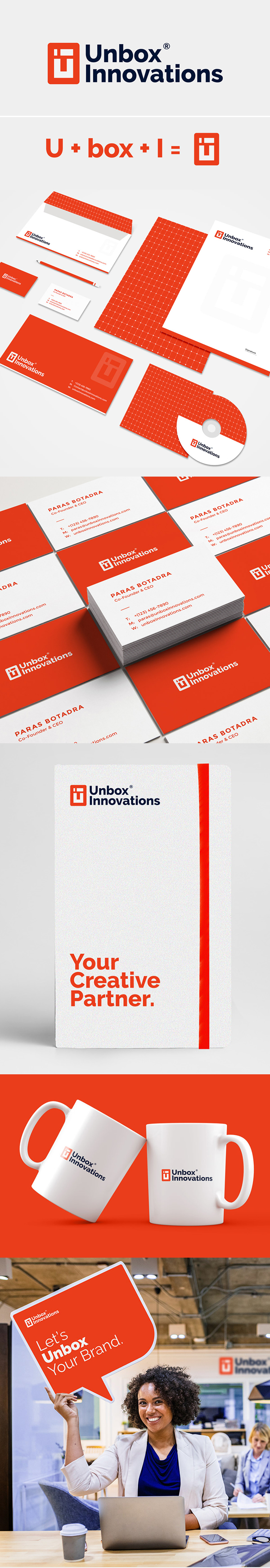 Branding: Unbox Innovations Logo design and Branding by Kanhaiya Sharma