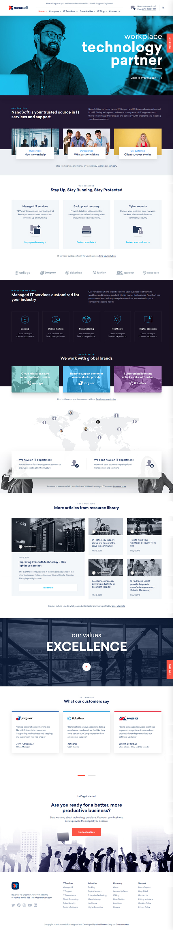 Nanosoft – WP Theme for IT Solutions and Services Company