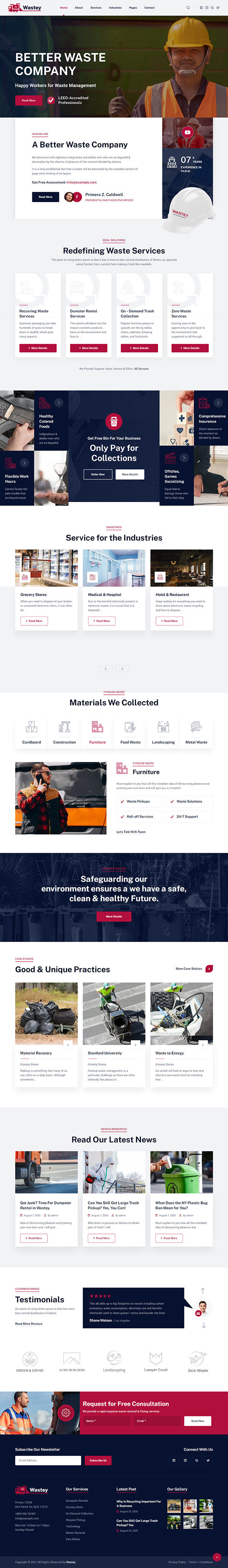 Wastey – Waste Pickup and Disposal Services WordPress Theme