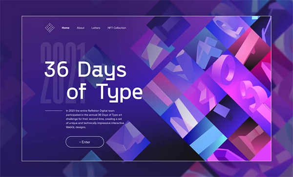 Reflektor 36 Days of Type - Website Design For Inspiration