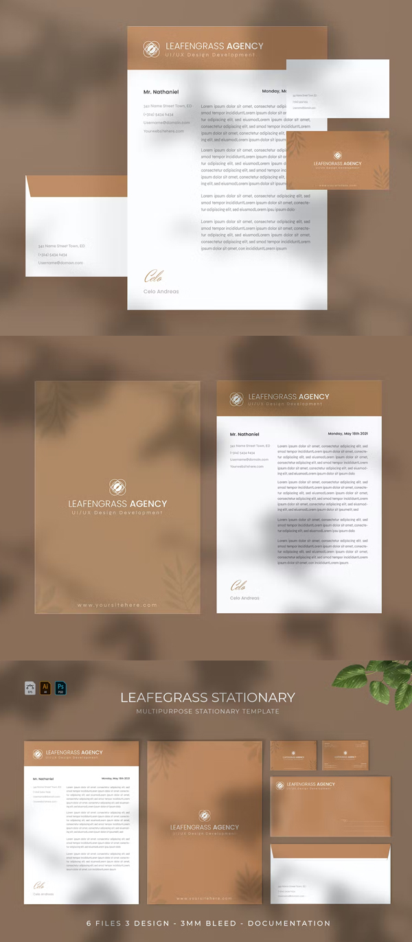 Leafengrass Stationery Template