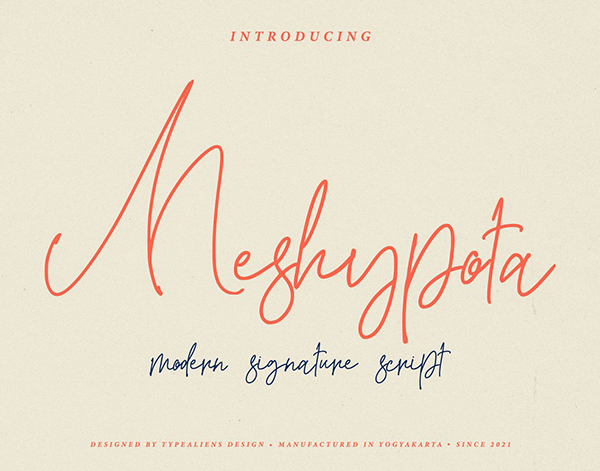 Meshypota Modern Script Font