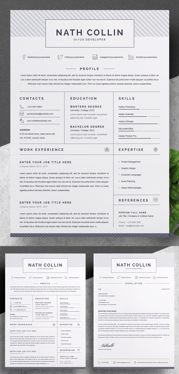 One Page Resume / CV Template